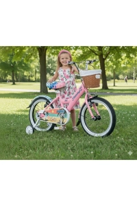 16 Jant Bisiklet Hawaii Hasır Sepetli, Deri Elcikli Çocuk Bisikleti, 4-6 Yaş Çocuk Bisikleti